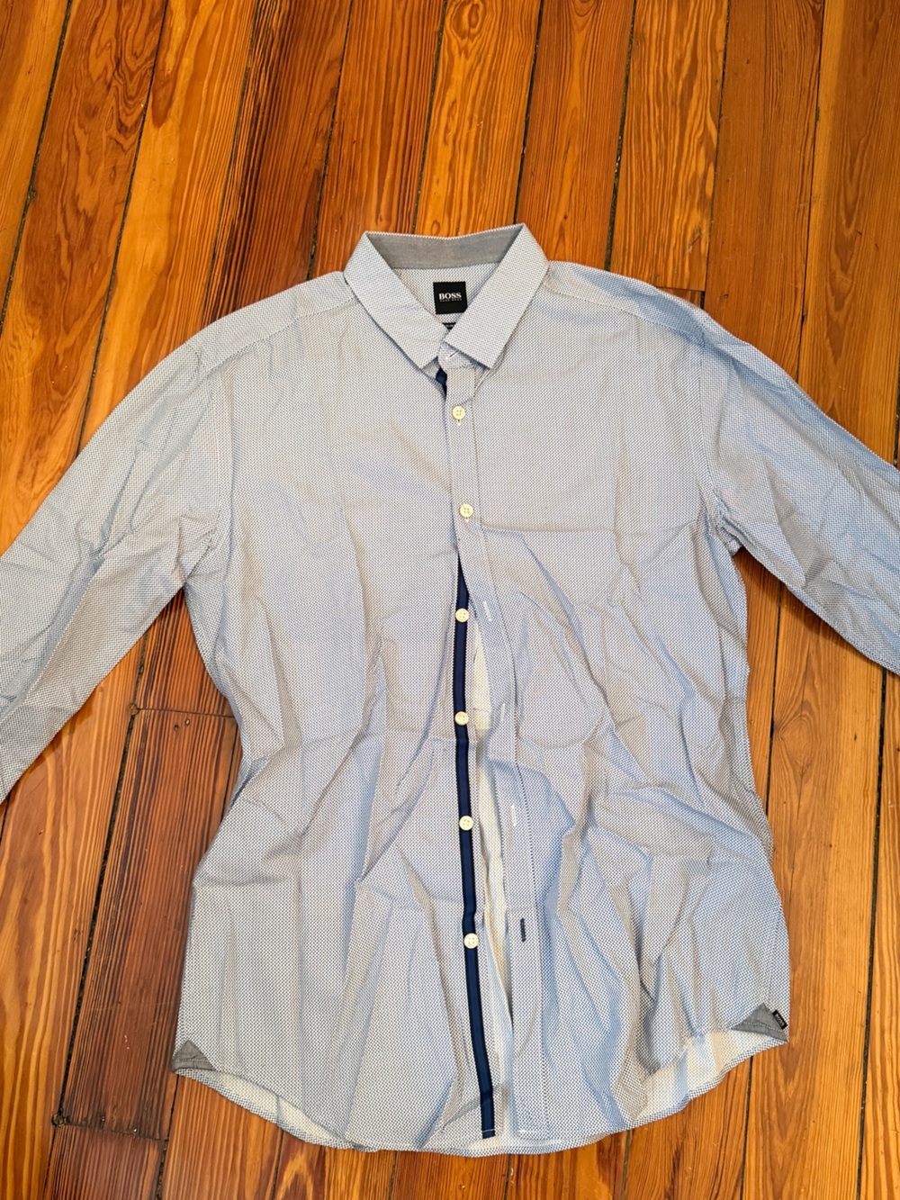 Hugo Boss Light Blue Micro-Pattern Dress Shirt